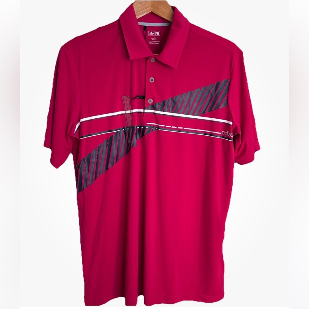 NWT Adidas Adizero Golf Performance Polo Red Moisture Wicking Retro Activewear L